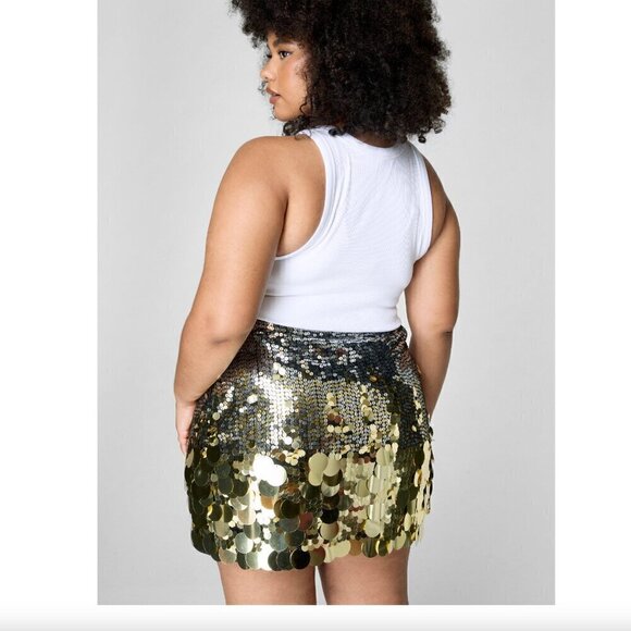 Nasty Gal Disc Sequin Ombre Mini Skirt, Size 16, New in Bag - Picture 3 of 4